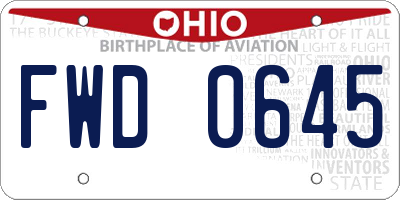 OH license plate FWD0645