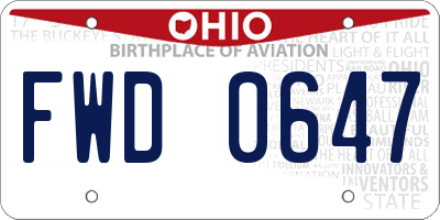 OH license plate FWD0647
