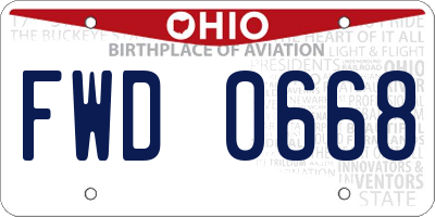 OH license plate FWD0668