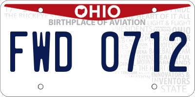 OH license plate FWD0712