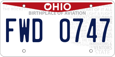 OH license plate FWD0747