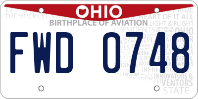 OH license plate FWD0748