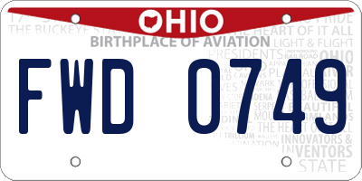 OH license plate FWD0749