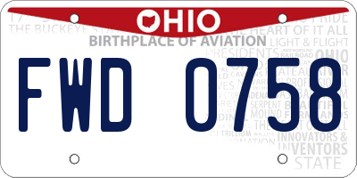 OH license plate FWD0758