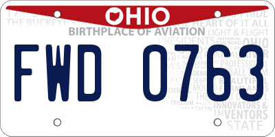 OH license plate FWD0763