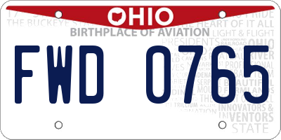 OH license plate FWD0765