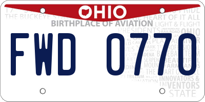 OH license plate FWD0770