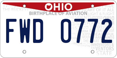 OH license plate FWD0772