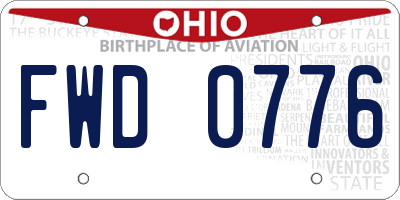OH license plate FWD0776