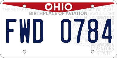 OH license plate FWD0784