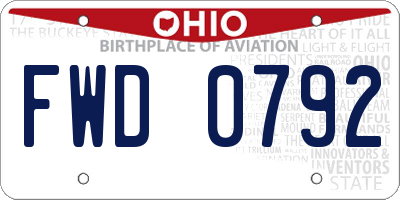 OH license plate FWD0792
