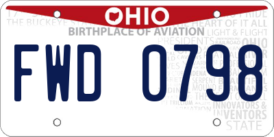 OH license plate FWD0798