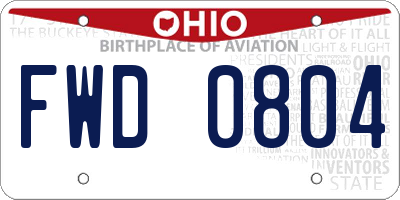 OH license plate FWD0804
