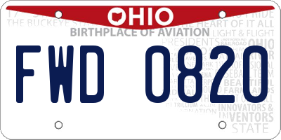 OH license plate FWD0820