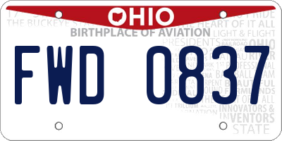 OH license plate FWD0837