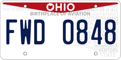 OH license plate FWD0848