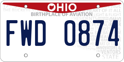 OH license plate FWD0874