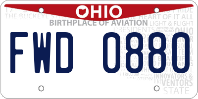 OH license plate FWD0880