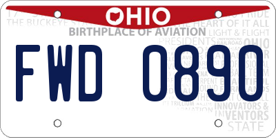 OH license plate FWD0890