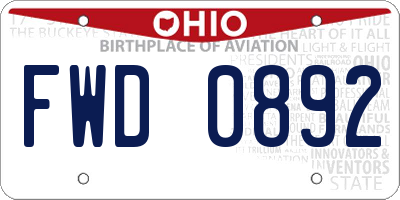 OH license plate FWD0892