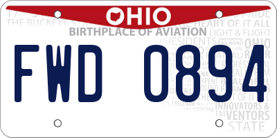 OH license plate FWD0894