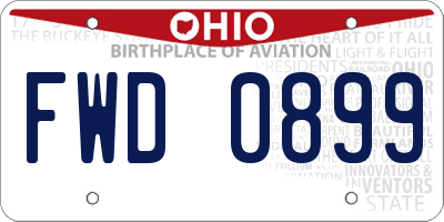 OH license plate FWD0899