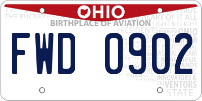 OH license plate FWD0902
