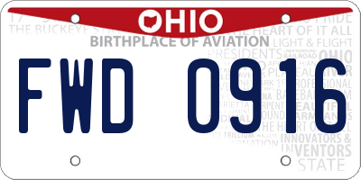 OH license plate FWD0916