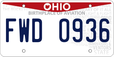 OH license plate FWD0936