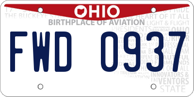 OH license plate FWD0937