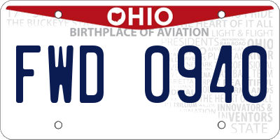 OH license plate FWD0940