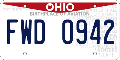 OH license plate FWD0942