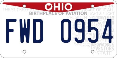 OH license plate FWD0954