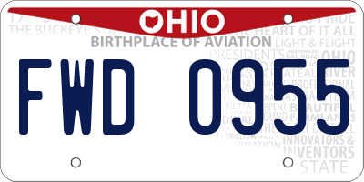 OH license plate FWD0955