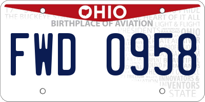 OH license plate FWD0958