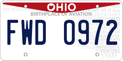 OH license plate FWD0972