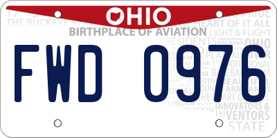 OH license plate FWD0976