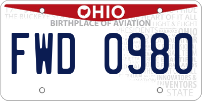 OH license plate FWD0980