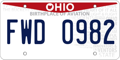 OH license plate FWD0982