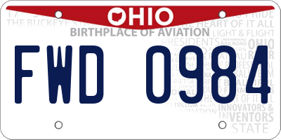 OH license plate FWD0984