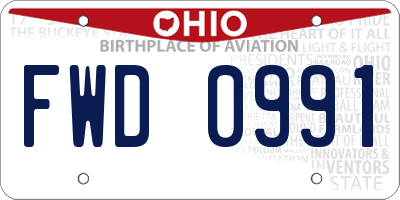 OH license plate FWD0991