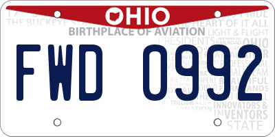 OH license plate FWD0992