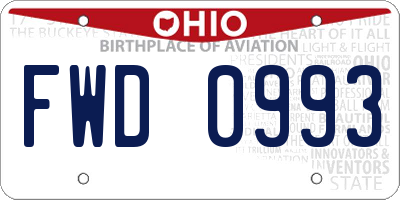 OH license plate FWD0993