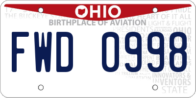 OH license plate FWD0998