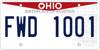 OH license plate FWD1001