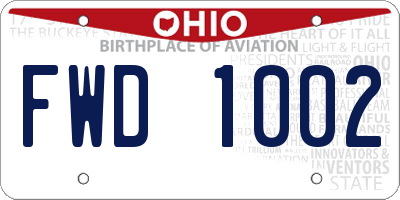 OH license plate FWD1002