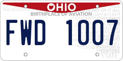 OH license plate FWD1007