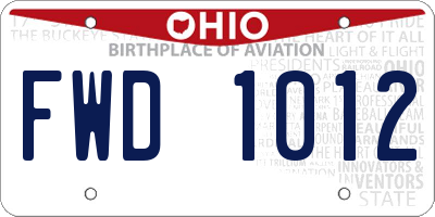 OH license plate FWD1012