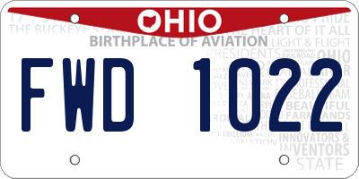 OH license plate FWD1022