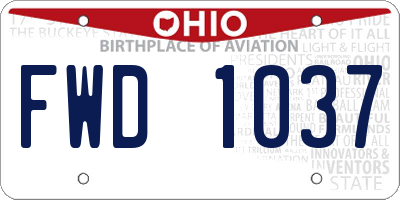 OH license plate FWD1037
